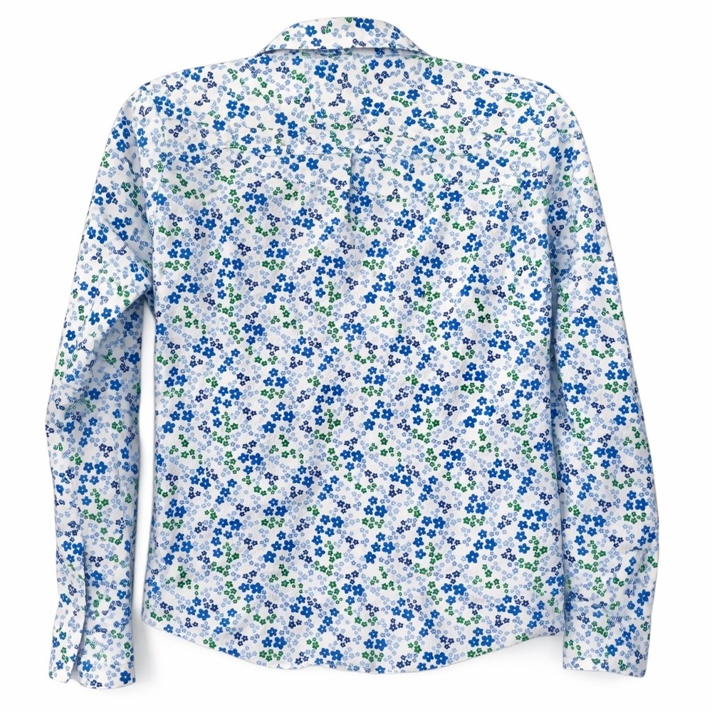 Frank & Eileen Womens XS Barry Shirt Blue Green Floral Ditsy Cotton Button Up - Picture 2 of 8
